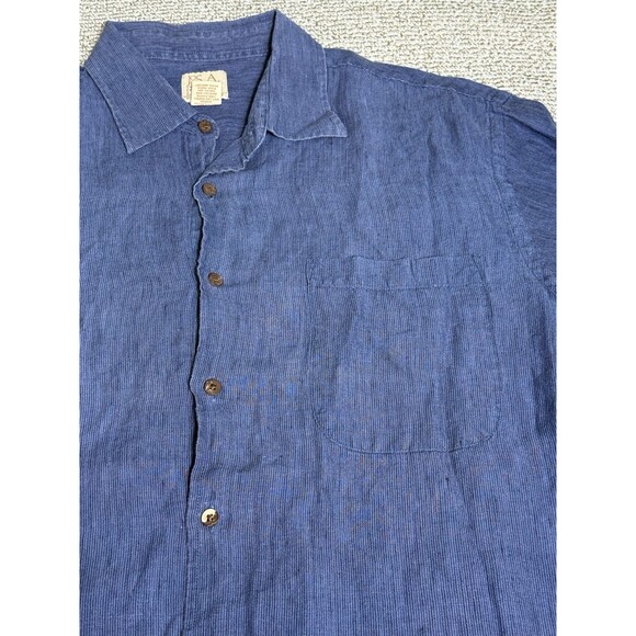 Jos A Bank Button Down Men’s Large Linen Blue Short Sleeve - Picture 2 of 6